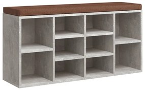 342610 vidaXL Bancheta pantofar, gri beton, 103x30x48 cm, lemn compozit