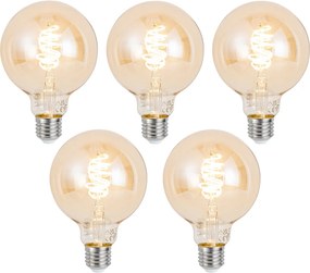 Set 5 becuri Becuri LED inteligente E27 reglabile G95 chihlimbar 4,9W 320lm 2500K