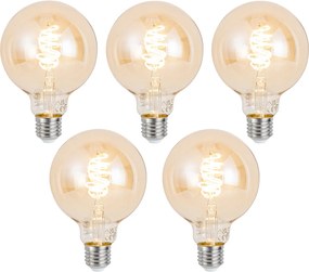 Set 5 becuri Becuri LED inteligente E27 reglabile G95 chihlimbar 4,9W 320lm 2500K