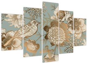 Tablou - Grădină cu o pasăre (150x105 cm)