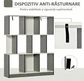 HOMCOM Bibliotecă Mobilă cu 8 Rafturi pentru Sufragerie și Dormitor, 100x24x124 cm, Gri Închis | Aosom Romania