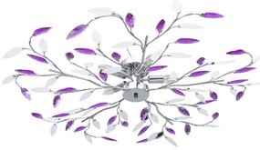 vidaXL Lustră cu brațe tip frunze cristal acrilic violet 5 becuri E14