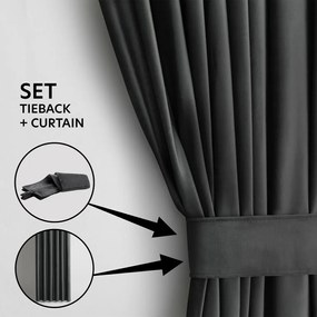 Draperie gri dimout (semi-opacă) din catifea 140x270 cm – Restilo