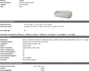 Canapea design LUX Brice boucle crem 114864 HZ