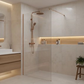 Paravan de dus Rea Flexi Transparent / Brush Copper 140