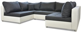 Zondo Colțar U Deron (cu taburete) (D) (gri + Alb). 1013669
