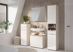 Dulap de baie crem înalt/îngust cu aspect lucios 39x190 cm Tavira – Germania