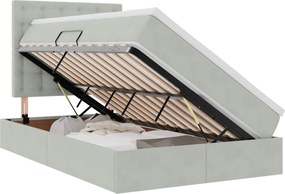 vidaXL Pat cu saltea și LED cu saltea Gri deschis 120 x 190 cm Catifea