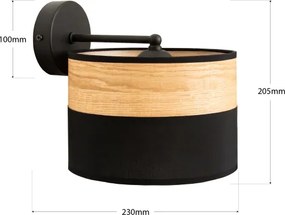 Aplica de perete ALBA 1xE27/15W/230V negru/maro