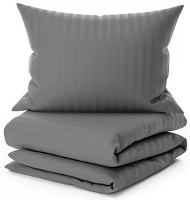 Lenjerie de pat din microfibra hoteliera JASMINE PURE gri - dunga 2 cm, buzunar hotelier Dimensiune lenjerie de pat: 70 x 90 cm | 140 x 200 cm