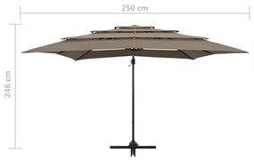Umbrela de soare 4 niveluri stalp aluminiu gri taupe 250x250 cm Gri taupe