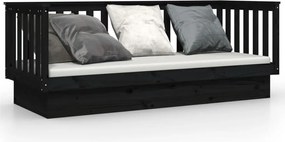 vidaXL Pat de zi, negru, 90x190 cm, lemn masiv de pin