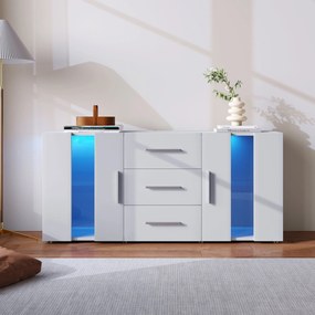 Comodă modernă cu lumini LED multicolore, Alb | Aosom Romania