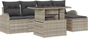 vidaXL Set de canapele pentru grădină 6 pcs Gri deschis Rattan poli
