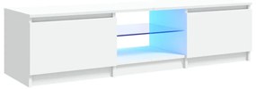 804292 vidaXL Comodă TV cu lumini LED, alb, 140x40x35,5 cm