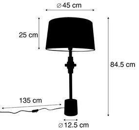 Lampă de masă Art Deco aurie și neagră cu abajur din bumbac 45 cm - Diverso