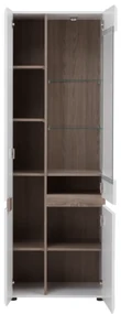 Vitrină, albă extra luciu ridicat HG/stejar sonoma închis, model dreapta, LYNATET TYP 01