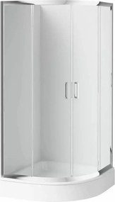 Cabina de dus semirotunda Deante Funkia cu usi culisante 80x80 cm finisaj crom cu sticla transparenta