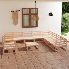 3075929 vidaXL Set mobilier de grădină, 11 piese, lemn masiv de pin