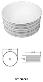 Lavoar pe blat Fluminia, My circle, diametru 41 cm, rotund, cu ventil, alb