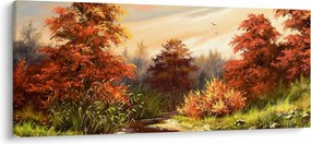 Tablou - Râu în peisaj de toamnă (120x50 cm)