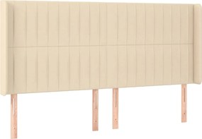vidaXL Tăblie de pat cu aripioare, crem, 203x16x118/128 cm, textil
