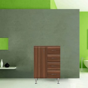 Dulap jos Bianca Plus 60 cu 1 ușă, 4 sertare, culoare Aida nuc, stânga