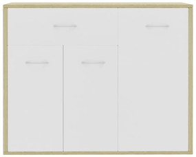 Servanta, alb si stejar Sonoma, 88 x 30 x 70 cm, PAL alb si stejar sonoma, 1