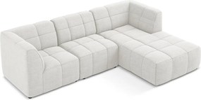 Colțar alb cu tapițerie din țesătură bouclé (cu colț pe partea dreaptă/cu șezlong) Aloha – Makamii