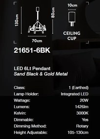 Lustra LED suspendata design minimalist Belle negru/auriu