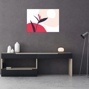 Tablou pe sticlă - Abstracție florală roz N⁰1 (70x50 cm)