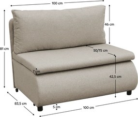 Fotoliu extensibil cu spaţiu de depozitare, bej, FLIK