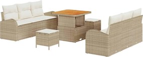 vidaXL Set de canapele pentru grădină cu pernă 9 pcs Bej și crem
