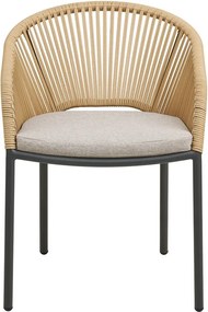 Scaun de grădină bej din metal/capitonat Novella – House Nordic