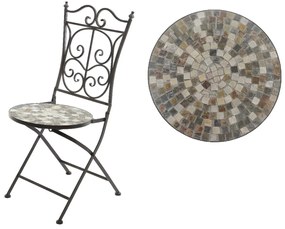 Scaun pentru gradina Siena Mosaic, Decoris, 46 x 39 x 92 cm, pliabil, fier/ceramica, maro