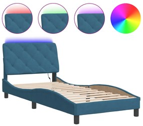 3213823 vidaXL Cadru de pat cu lumini LED, albastru, 80x200 cm, catifea