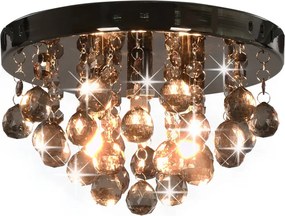 vidaXL Lustră cu mărgele fumurii, negru, rotund, G9