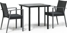 vidaXL Set mobilier de grădină cu perne, 3 piese, poliratan și oțel