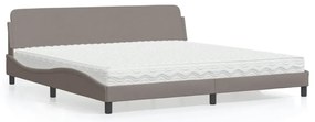vidaXL Pat cu saltea, gri taupe, 200x200 cm, textil