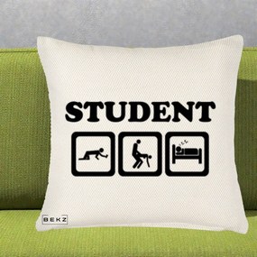Perna Decorativa Student Life, 40x40 cm, Crem Reliefat, Husa Detasabila, Perna Inclusa, BEKZ®