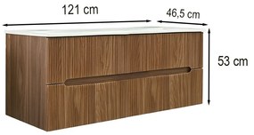 Mască de baie Trent 120 cu 1 chiuvetă ceramică și 2 sertare, stejar apus de soare