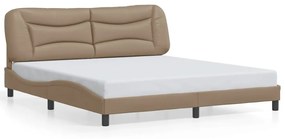 3213952 vidaXL Cadru de pat cu LED, cappuccino, 180x200 cm, piele ecologică