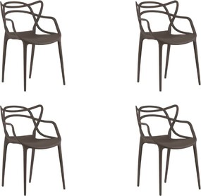 Set 4 piese scaune din plastic KATO, maro