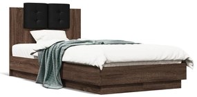 3209974 vidaXL Cadru de pat cu tăblie, stejar maro, 90x190 cm, lemn prelucrat