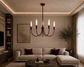 Candelabru cu 5 brate AUGUSTINE burgundy