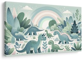 Tablou dinozauri veseli în pădurea de poveste