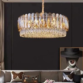 Candelabru Cristal, Elit's EsnH98047-500, 6 X E27, Auriu, 50cm