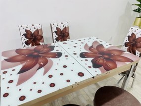 Set masa extensibila 130 / 170 x 80 cm cu 6 scaune, model 999