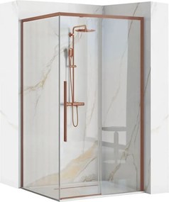 Cabina de dus patrata cu usa glisanta cupru periat Rea Solar 90x90 cm