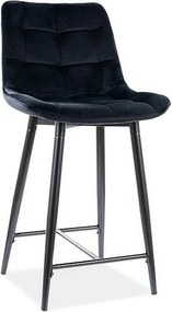 Scaun bar textil CHIC H-2, negru, 46x51x90 cm